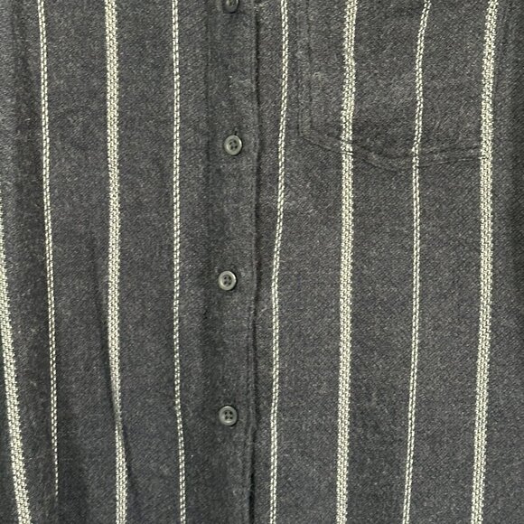 Cloth & Stone Blouse Womens Medium Blue Striped Button Up Long Sleeve V Neck - Picture 3 of 8